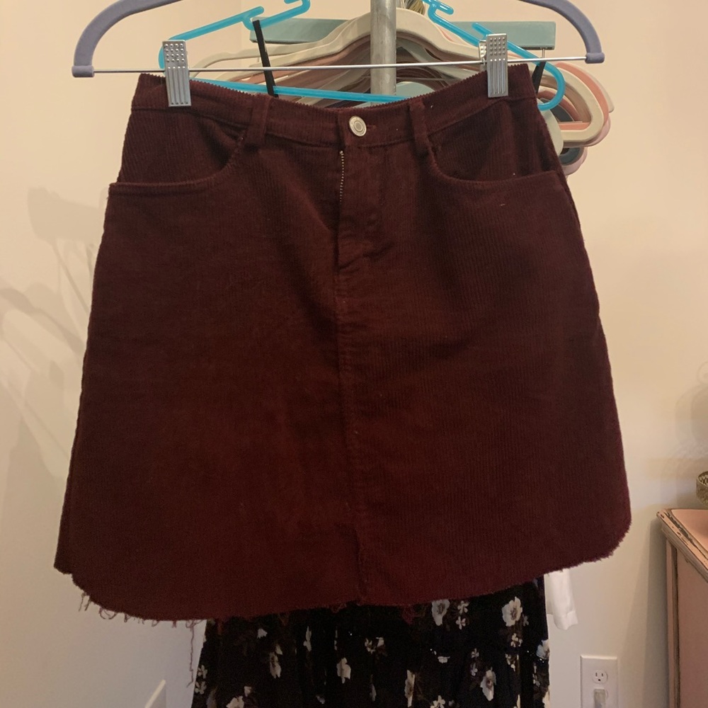 Burgundy corduroy Brandy Melville mini skirt!